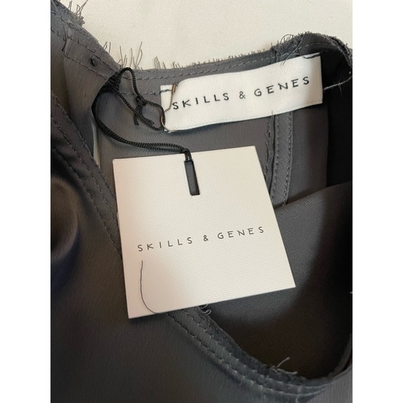 NWT New $232 Skills & Genes Grey Satin Midi Dress Size 6 - Picture 12 of 12